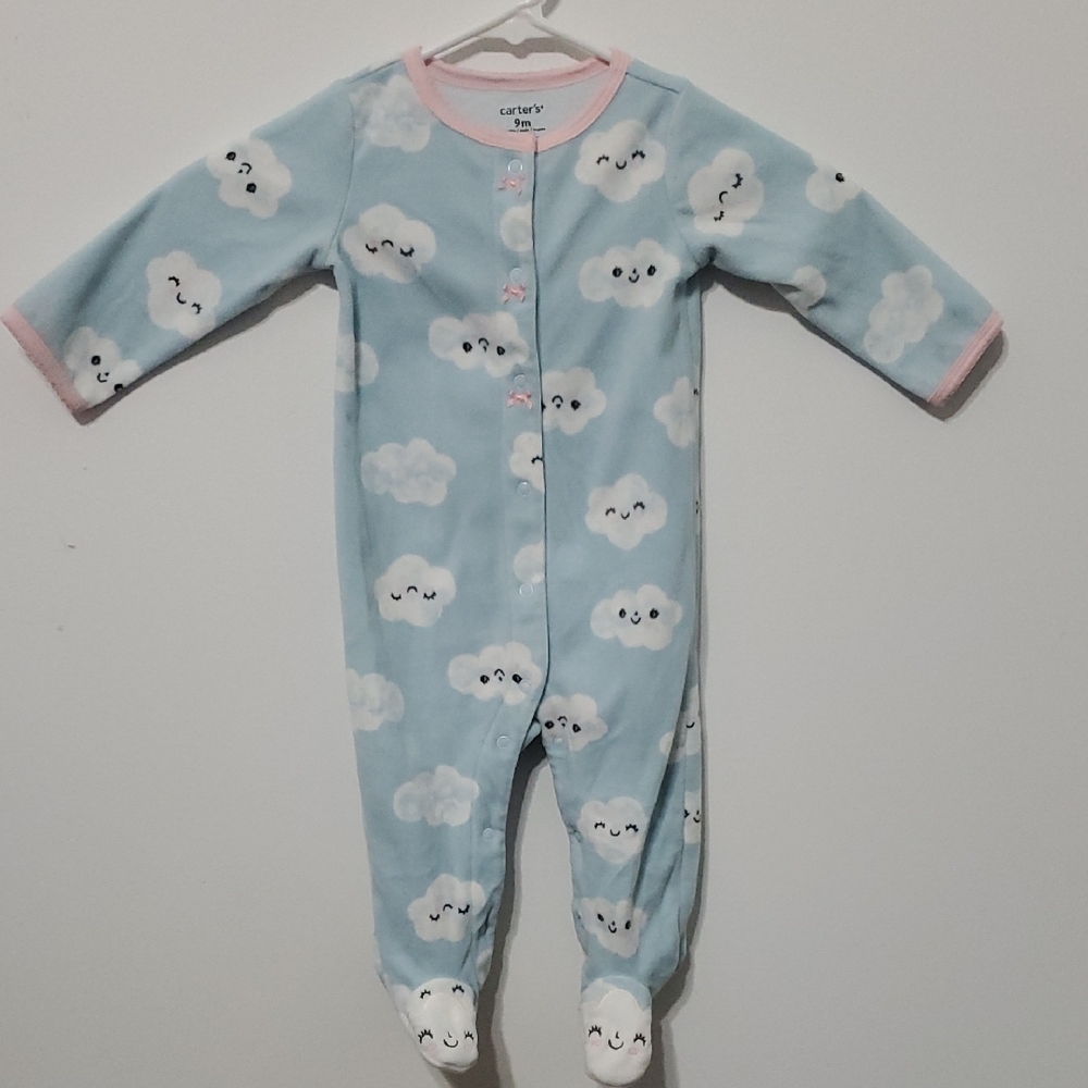 Carter's Blue and White Smiling Cloud Footies